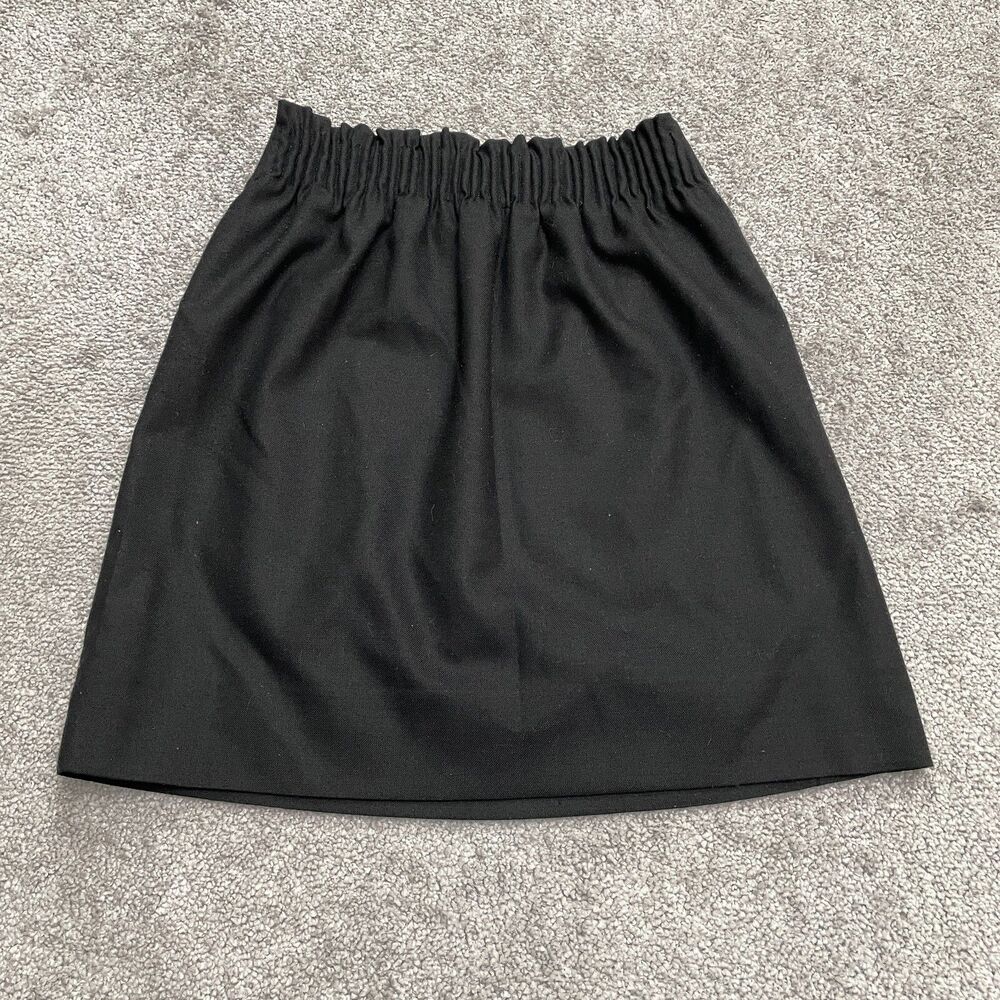 J.Crew Wool Blend Sidewalk Pleated Pencil Skirt Womens 00 Black Elastic Pockets